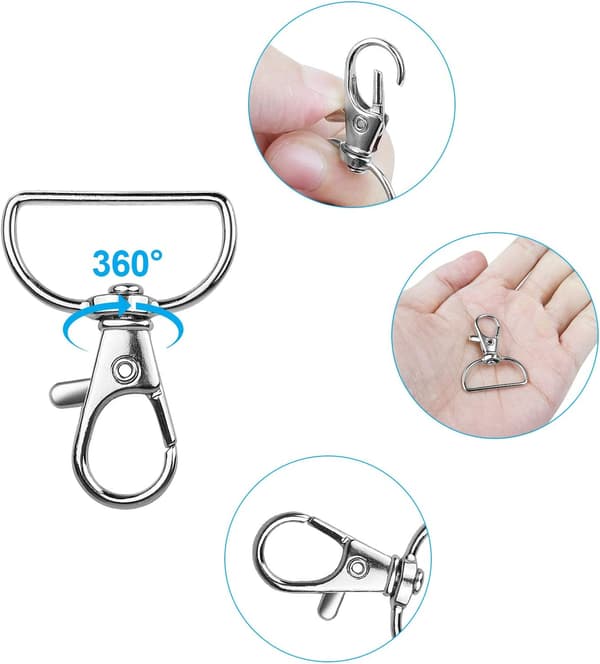 20 stk. Metal Snap D-ring Nøglering i Legering til La