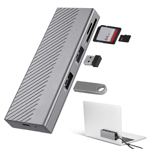 4-in-1 USB-keskitin levytallennustilan kanssa M.2 Dual Protocol SSD USB Type-C -sovitin 10 Gt/s Kannettava telakointiasema PC-tietokoneelle