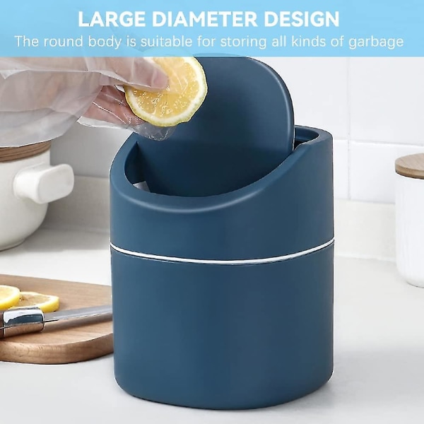 Liten søppelbøtte på bordet, Mini søppelbøtte på kjøkkenbordet, for  servantskap på badet, på kontoret, - Bomullsrunder, sminkesvamper, 2 liter  (blå) f27b | Fyndiq