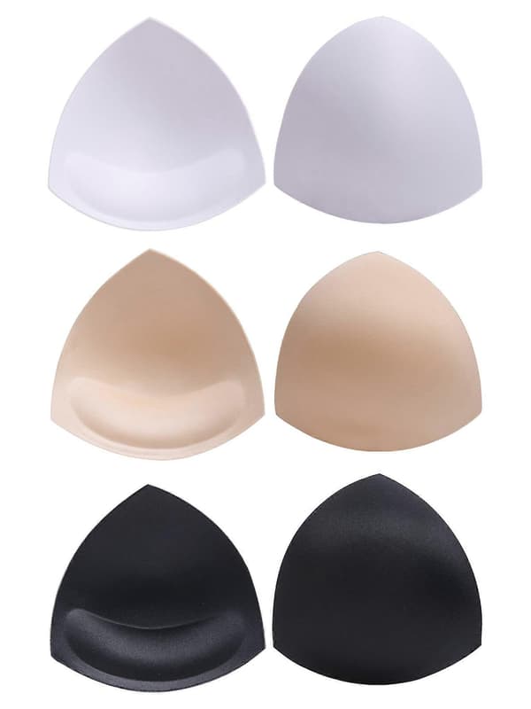 3 Par Bröstkuddar, Triangulär Form Bikini Pad, Bh-inlägg, Push Up Pad, 3 Färger