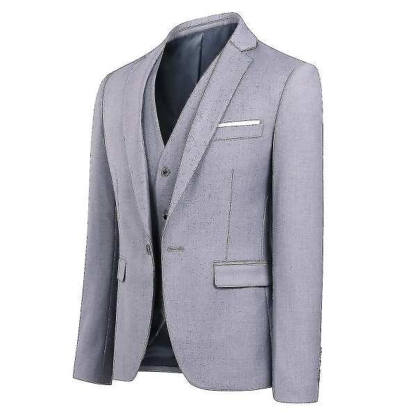 Herresæt Business Casual 3-delt jakkesæt bukser vest 9 farver Z Grey XS