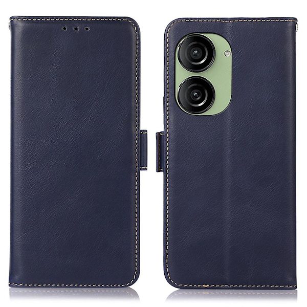 RFID-blockerande plånboksfodral i äkta läder till Asus Zenfone 10 5G/Zenfone 9 5G Blue