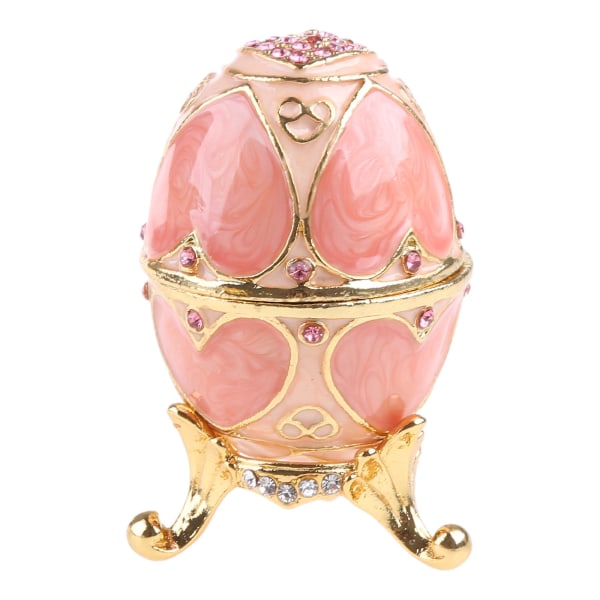 Pink Faberge-æg håndmalet smykker Trinket Box Gave til påske Home Decor