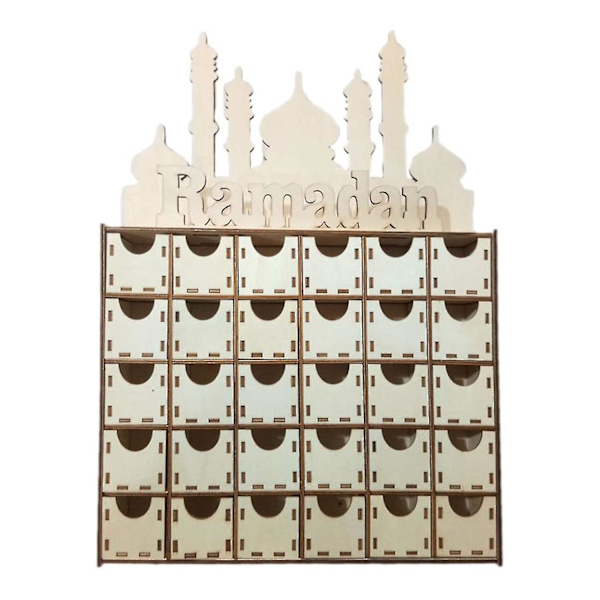 Puinen Eid Ramadan Mubarak -adventtikalenteri, muslimi-islamilainen Eid-koristelu, koriste-esine, juhlatarvikkeet