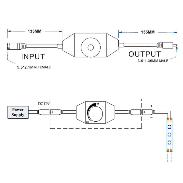 Valonhimmennin, Dc 12v-24v Himmennin Kytkin Led-nauhoille, Sin