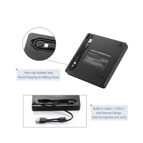 USB 3.0/type-c Ohut ulkoinen DVD-Rw-CD-kirjoitinasema poltin-lukijasoitin Optiset asemat kannettavalle tietokoneelle