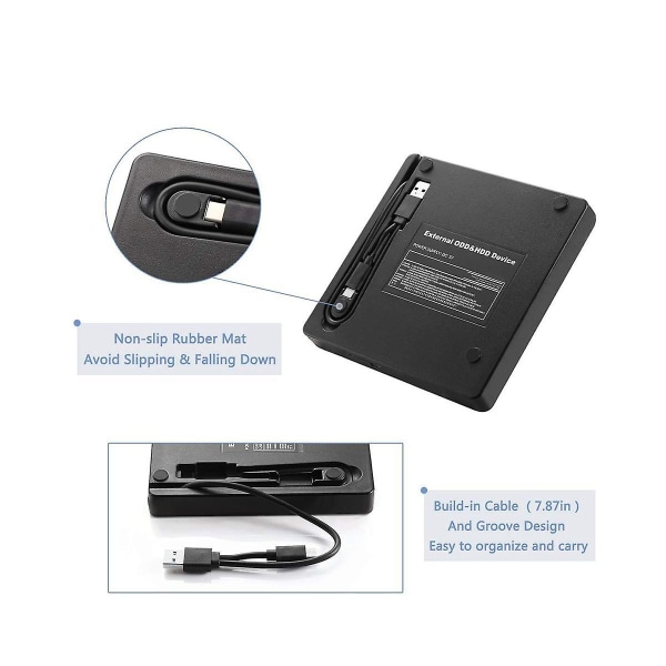Usb 3.0/type-c Slim Ekstern Dvd Rw Cd-brenner Drive Brenner Leser Spiller Optiske Stasjoner For Bærbar Pc