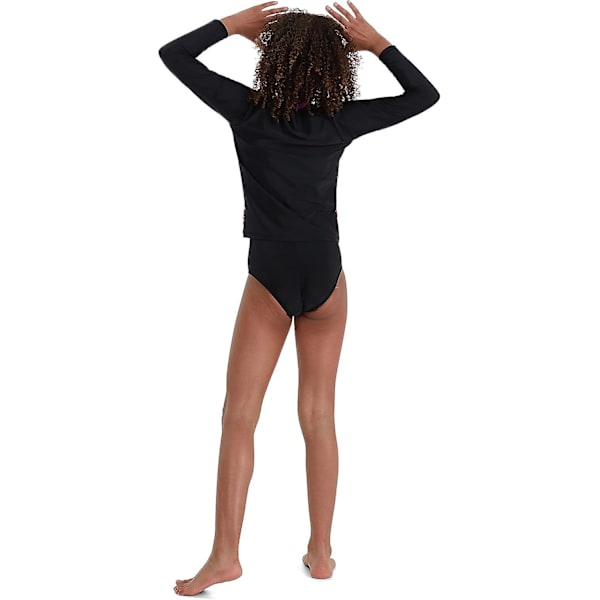Pigens trykte langærmede solbeskyttende rash top rash guard skjorte