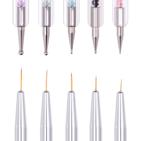 5 stykker Nail Art Liner-børster, UV-gelmaling Nail Design Penselpenn, Nail Dot