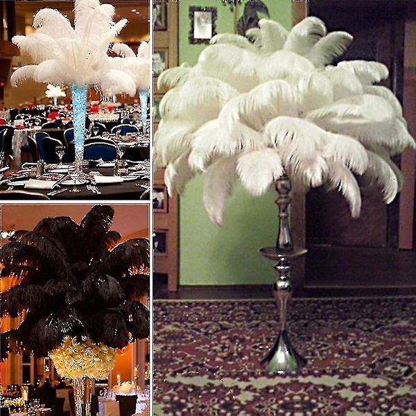 10 stk Strudsefjer Plume Midtpunkt Bryllup Fest Bord Dekoration - Farve: Hvid