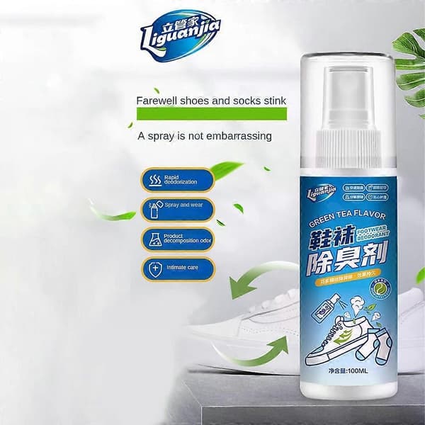 Multieffekt Skodeodorant Effektiv Frisk Grønn Te Smak Sko og Sokker