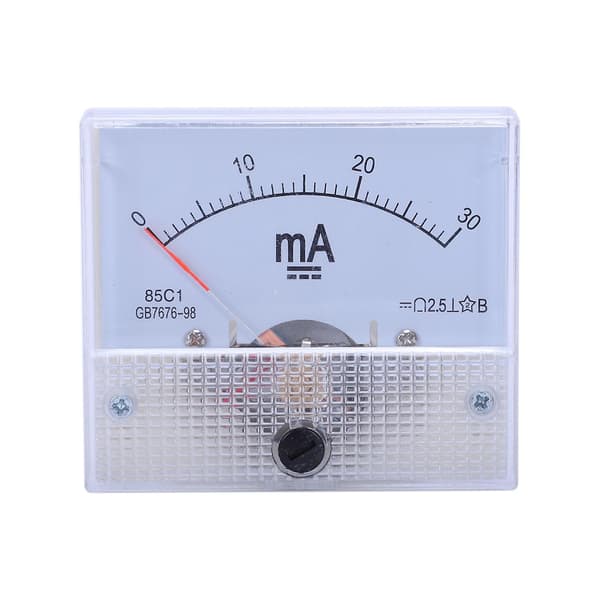 DC 0-30mA Analog Strøm Panelmåler Amperemeter 85c1 30mA, Hvit