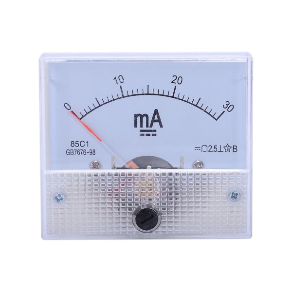 Dc 0-30ma Analog ström Panelmätare Amperemeter 85c1 30ma, vit