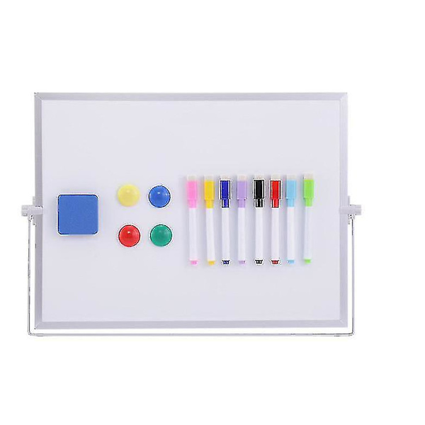 Tørreslettavle, 16x12 tommer Stor Magnetisk Skrivebordstavle med Stativ, 10 Markører, 4 Magneter, 1 Viskelæder, Bærbar Dobbeltsidet Tavle