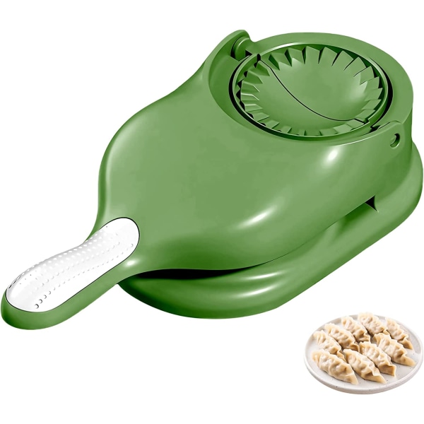 2-i-1 dumplingsmaskin, manuell dumplingsmaskin för hushåll, pressning av form, gör dumplings snabbt på 10 sekunder (grön)