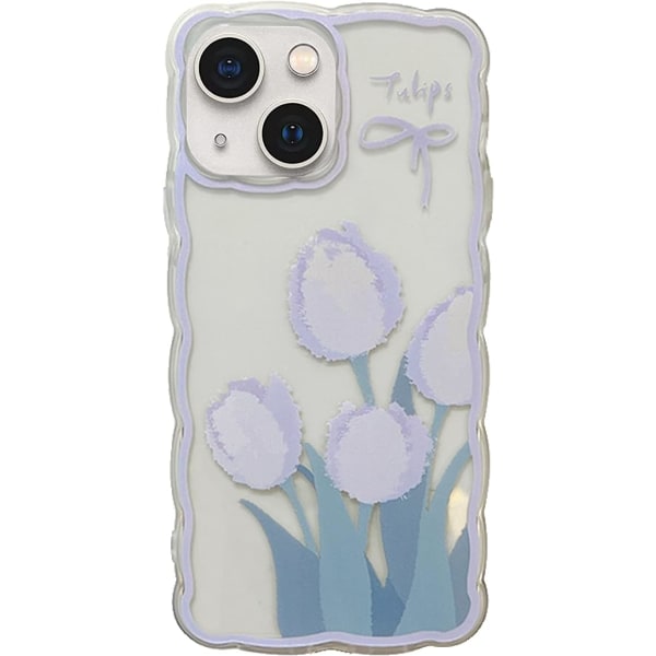 Söt iPhone 13- case för kvinnor, flickor, vackert blommönster Wave Comfor