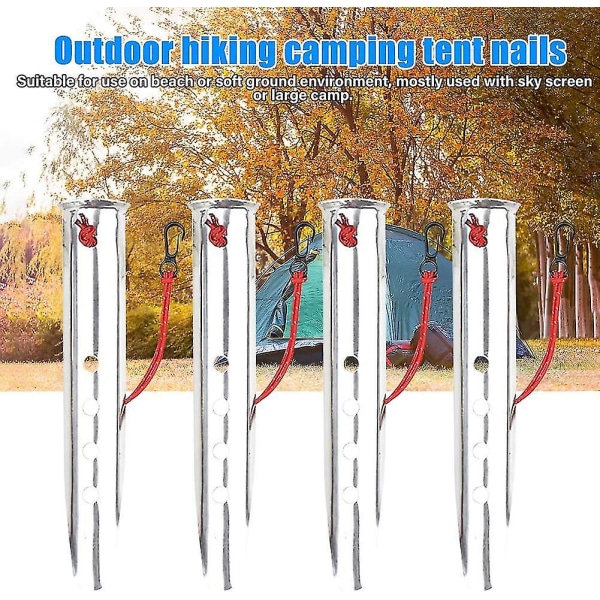 4 stk snø- og sandteltstenger, teltstenger for camping, 23 cm U-formede teltstenger i aluminium for camping, strand, utendørs og sand, strandteltstenger (4 stk