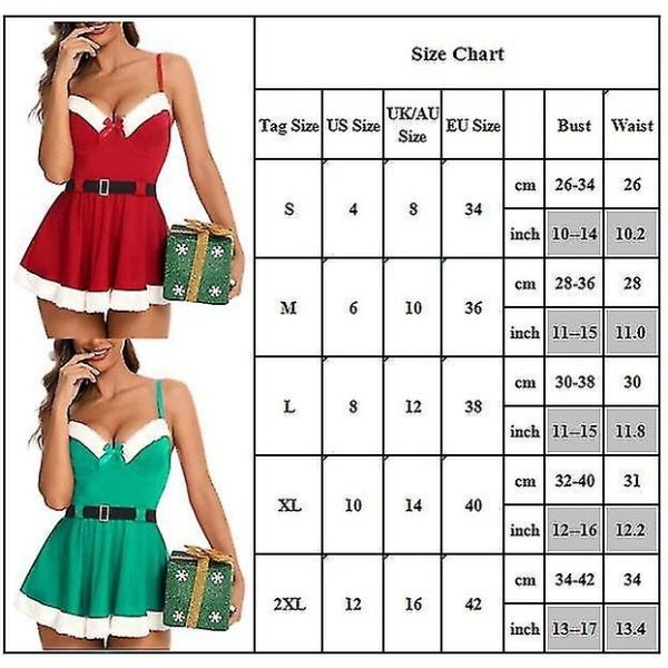 Dame Jul Fancy Dress Voksne Sexy Kostyme Mrs Santa Claus Cosplay Party Xmas Mini Kjoler Red 2XL