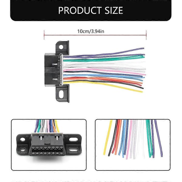 Universal 16-benet J1962F OBD2 hun til han DIY fast ledningsnet adapter 10 cm
