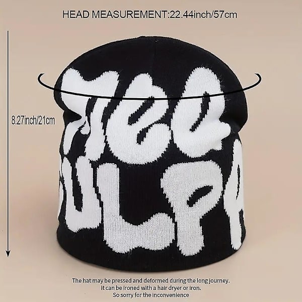 Hip Hop -neulepipo, karkkiväri, Y2K-kallohattu, joustava, taitettava, naisten trendikäs neulehattu, lämmin pipo Yellow black