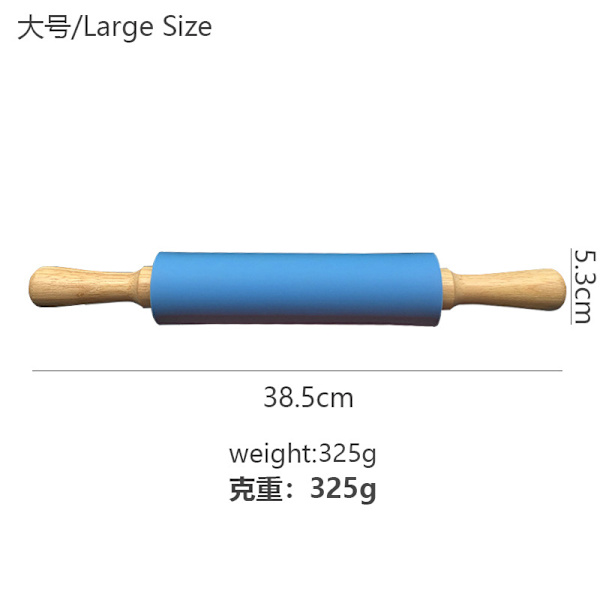 Silikonkjevle med non-stick overflate og trehåndtak 1,97X15,15 (blå)