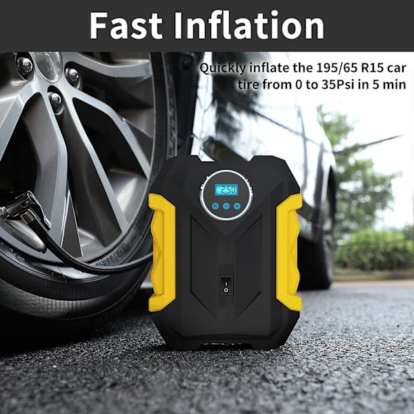 Digitaalinen ilmapumppu autoon, kannettava rengaspumppu LED-valolla, DC 12V