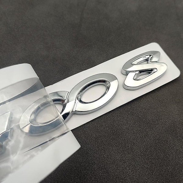 3D Abs Krom Sølv Svart Bil Bakre Hale Bagasjerom Nummer Emblem Klistremerke For Peugeot 206 207 301 307 308 408 508 2008 3008 4008 5008 Silver 207