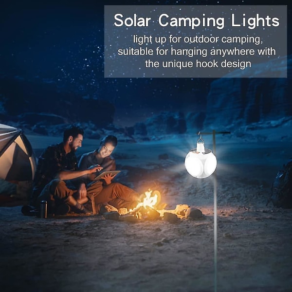 Solar Camping Fotball Lanterneled Oppladbar Lanterne Med Hengende Krokfolding Fotballtelt Lampe For Camping