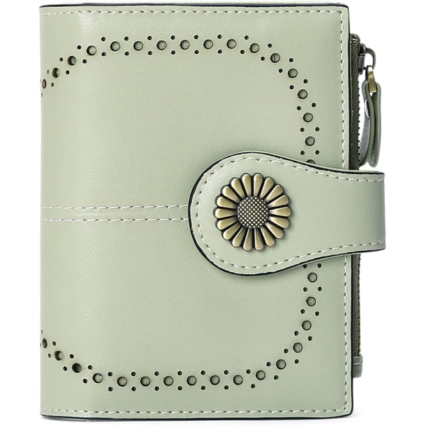 Dame lommebok mynt lommebok dame kort kort klipping maleri kvinners glidelås lommebok med 16 kortspor anti-RFID lommebøker (grå grønn) gray green