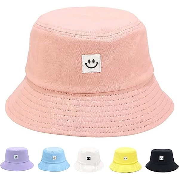 Lasten aurinkolippalakki Hymynaama Ämpärihattu Tytöille Pojille Kesän Auringonsuojakangas U pink