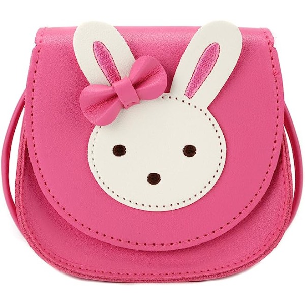 Little Rabbit Ear Bow Crossbody-väska, PU-axelhandväska för barn, flickor, toddler rose Red