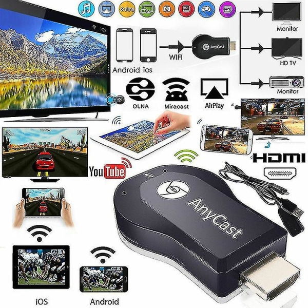 Anycast M12 Plus Wifi-mottaker Airplay-skjerm Miracast Hdmi Tv Dlna 1080p