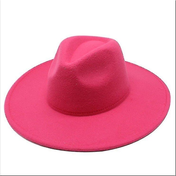 Varm vinter klassisk bredbremmet Fedora hatt svart hvit ullhatter menn kvinner knusbar vinterhatt Rose Red