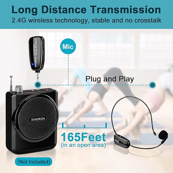 Trådløs mikrofon, 2,4 g trådløs mikrofon, 50 m trådløs transmission, med 3,5 mm, til rundvisning/undervisning/fremme/tale