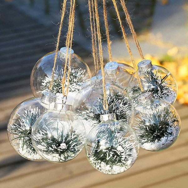 15 stk Runde klare julekuler Fyllbare gjør-det-selv juletreballer laget av plast juleball-haoyi