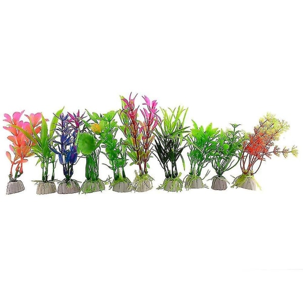 10 Pcs Artificial Plastic Grass Aquarium Simulation Plant Fish Tank Ornament Yuanxi