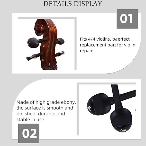 4 stk. Professionelle Violin Tuning Pegs Violin Dele Tuning Pegs Violin Tilbehør (sort)