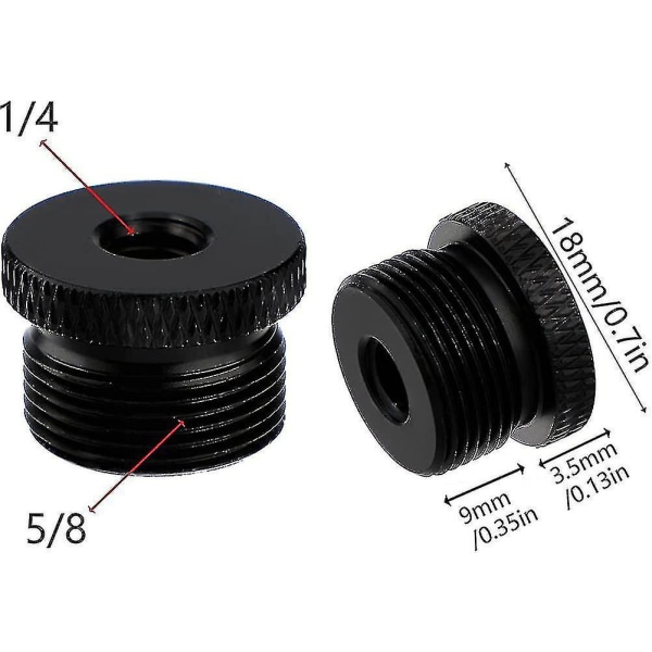 2 st Mikrofonstativadapter 1/4 Hon till 5/8 Hane Skruvgänga Adapter Stativskruv
