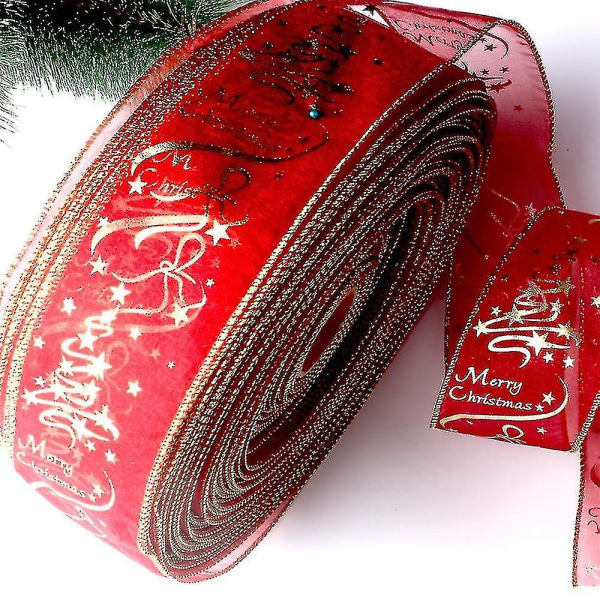 Julebånd til gaveinnpakningsbånd Organza Glitter Gavepapir Juletredekor Julegaver