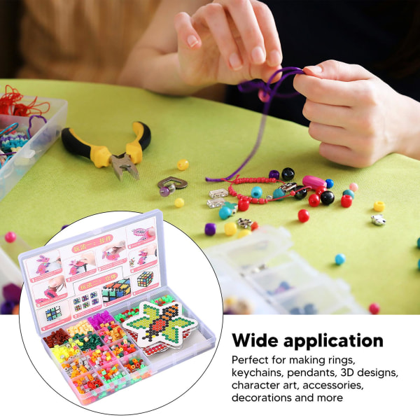 Kids Fuse Beads Kit 5 mm 24 farger håndlagde smelteperler sett med 4 maler 4 strykepapir pinsett