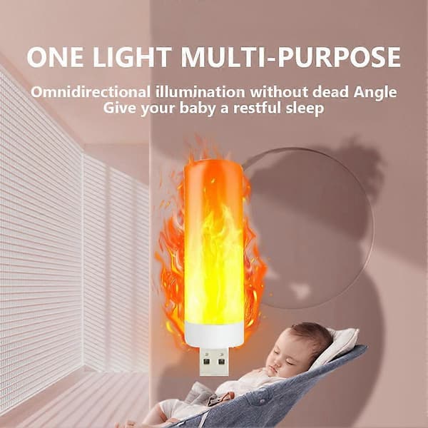 LED-lampor med flameffekt, 3 lägen, flimrande glödlampor E26/E27 standardbas usb light