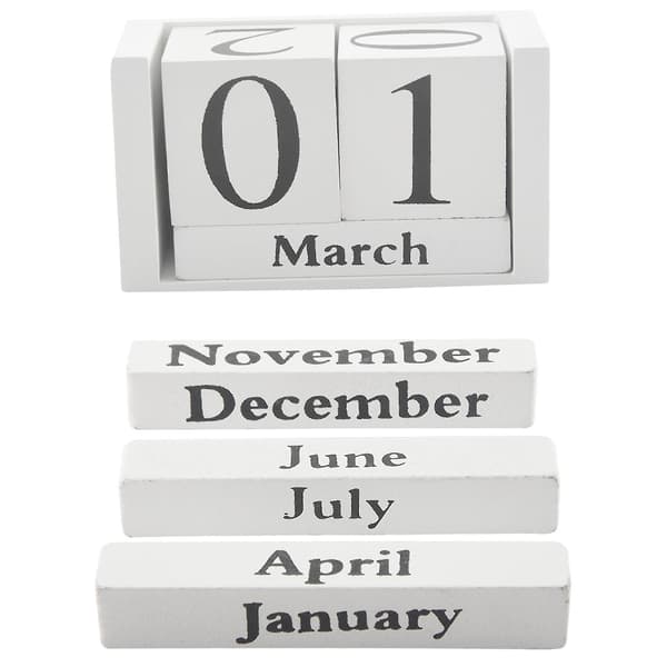 Vintage Träkalender Shabby Chic Block Skrivbordskalender Ru