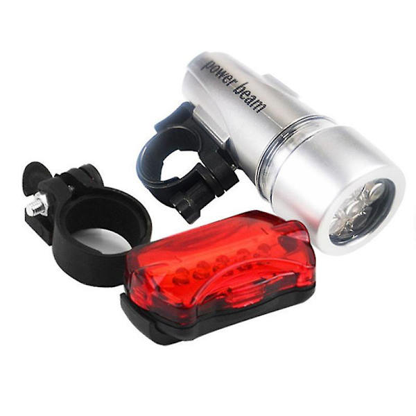 Led cykellys bjergcykel for- og baggruppe cykel forlygter USB genopladelig sølv