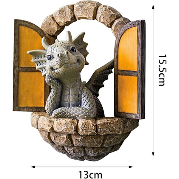 Dragehage statue - Resin Gnome utendørs hageskulptur for dekorasjon