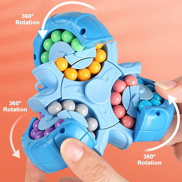 Seks-sidet roterende finger Rubik's Cube - Seks-sidet afstressende finger roterende legetøj - Puslespil afstressende puslespil spil sanse legetøj (Blå) blue