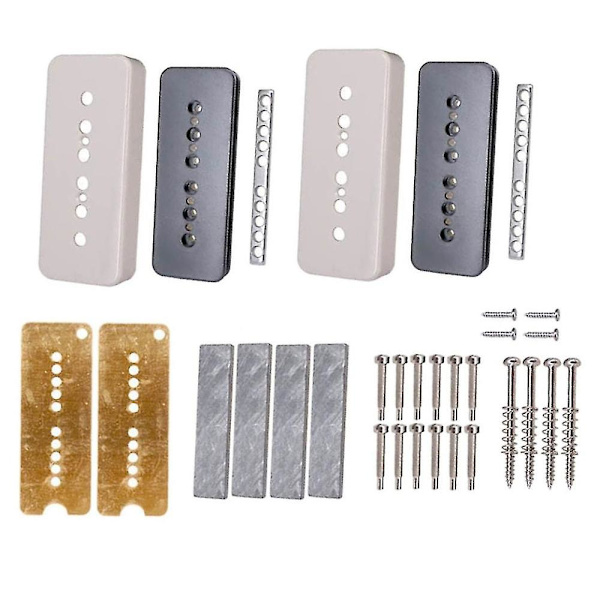 1 Set Gitarr Humbucker Pickup Kits Mässingsskydd och Basplatta Silver Polskruvar För Elgitarr