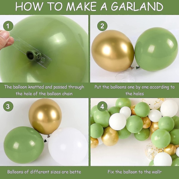 Garland Kit, 102 stk dekorationssæt indeholder balloner Metalliske balloner Garland Strips til fødselsdag