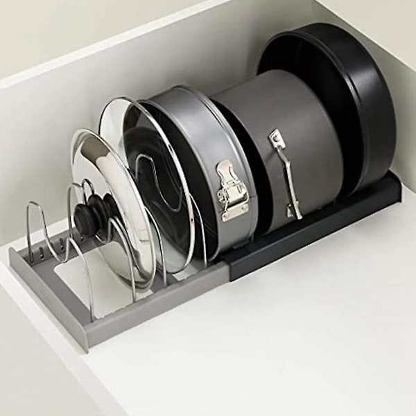 7 Delare Utökbar Köksgryta Lockhållare Expandabel Pan Organizer Rack Låda Typ Justerbar