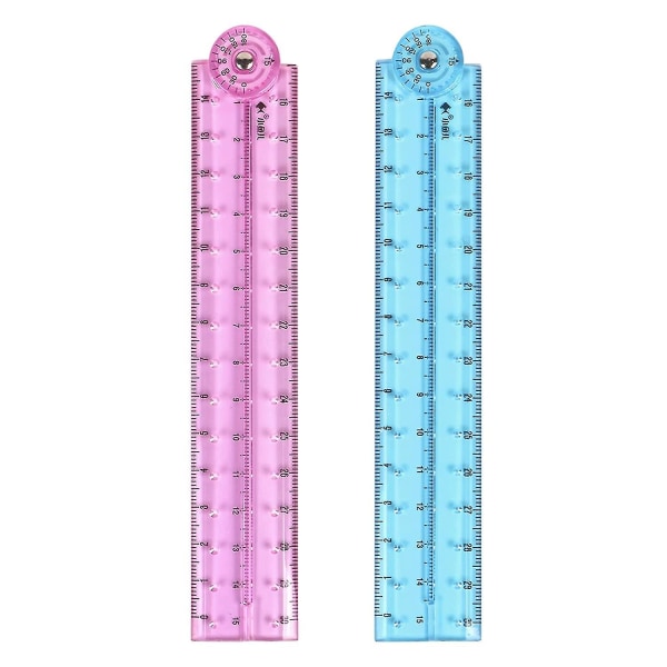 2 Pcs 30cm Foldable Transparent Ruler Shatterproof Plastic Ruler School Supplies