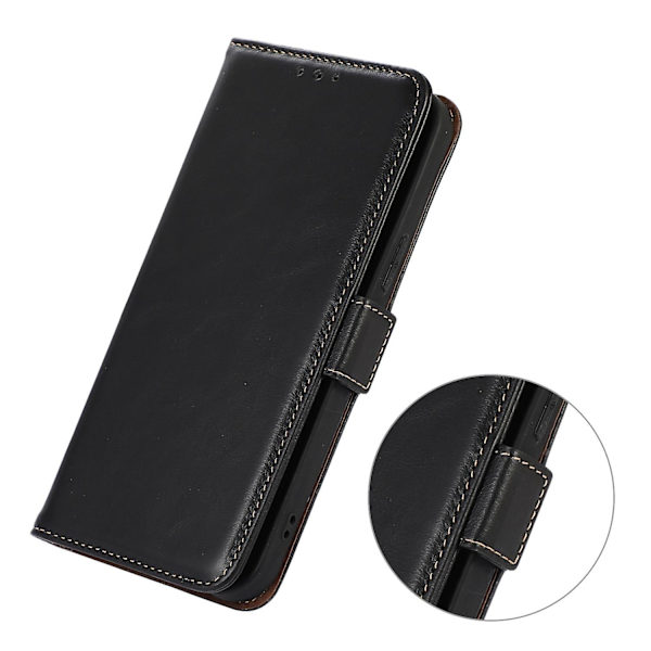 RFID-blockerande plånboksfodral i äkta läder till Asus Zenfone 10 5G/Zenfone 9 5G Black